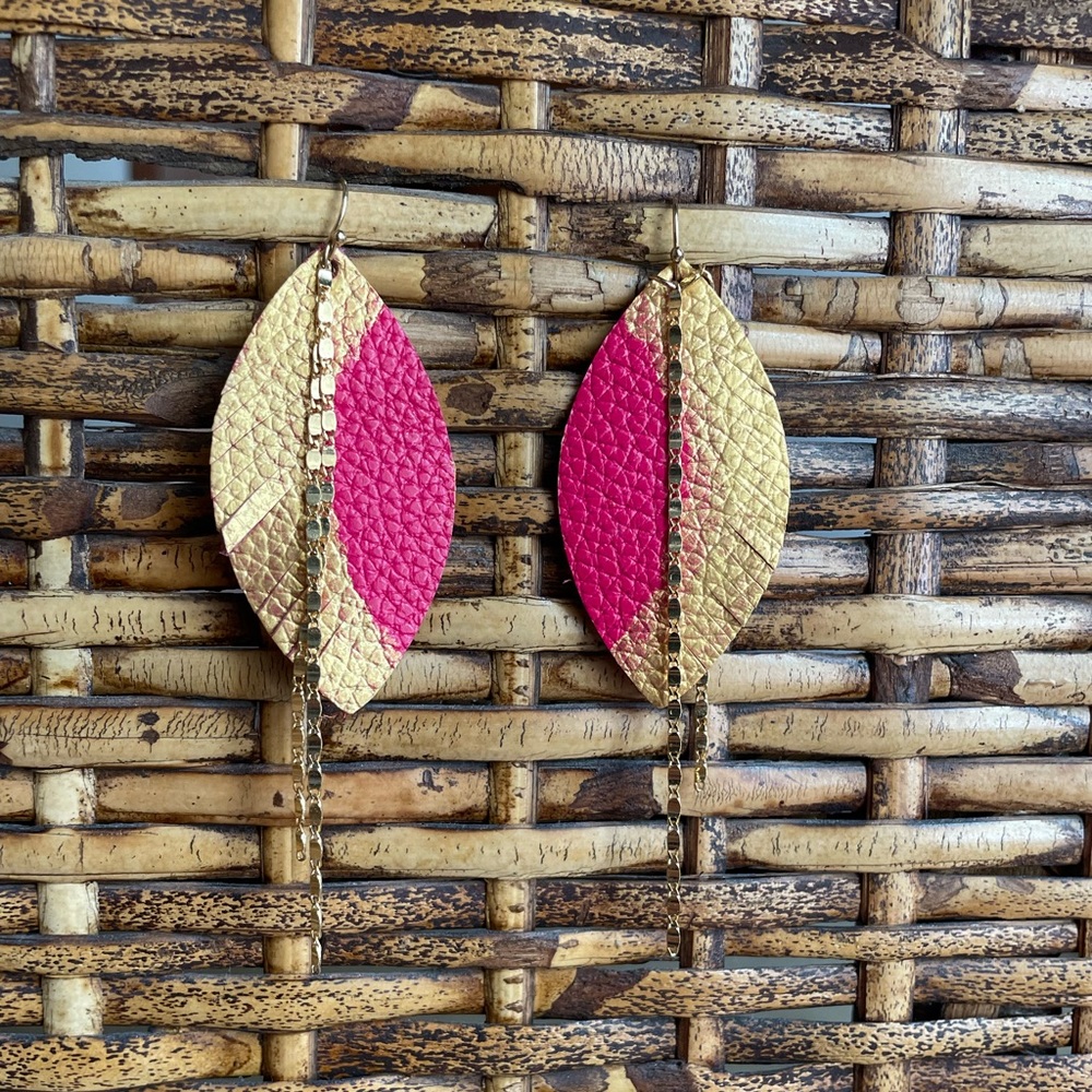 Leather feather earrings